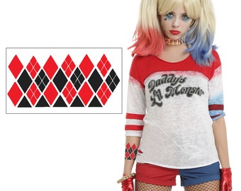 Harley Q Costume Temporary Tattoos -  Arm Tattoo - Harley Q Costume / Cosplay -  Ready to Wear