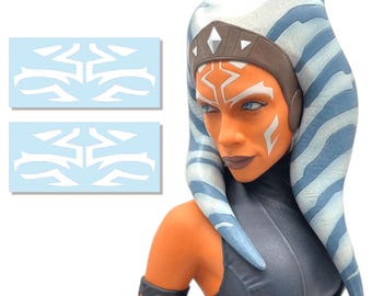Asoka Face Markings Temporary Tattoos - Ready to Wear - 2 Sets - Skin Safe - Perfect Costume / Cosplay Accessory
