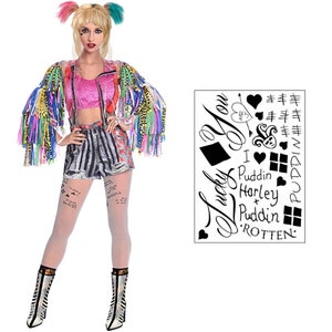 Harley Quinn Temporary Tattoos -  Face, Waist, & Leg Tats - Harley Quinn Costume / Cosplay -  Ready to Wear