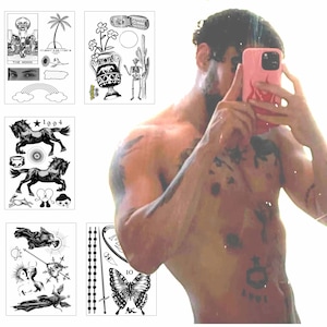 Bad Rapper Bunny Inspired Temporary Tattoo Pack - Over 30 Tattoos - Reggaeton Star Costume/Cosplay