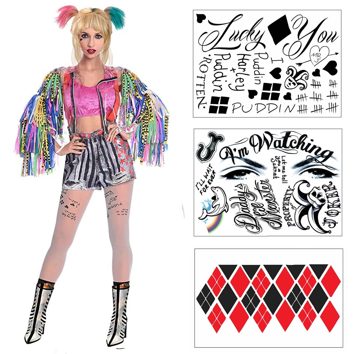 Harley Quinn Temporary Tattoo Bundle Harley Quinn Costume / Etsy