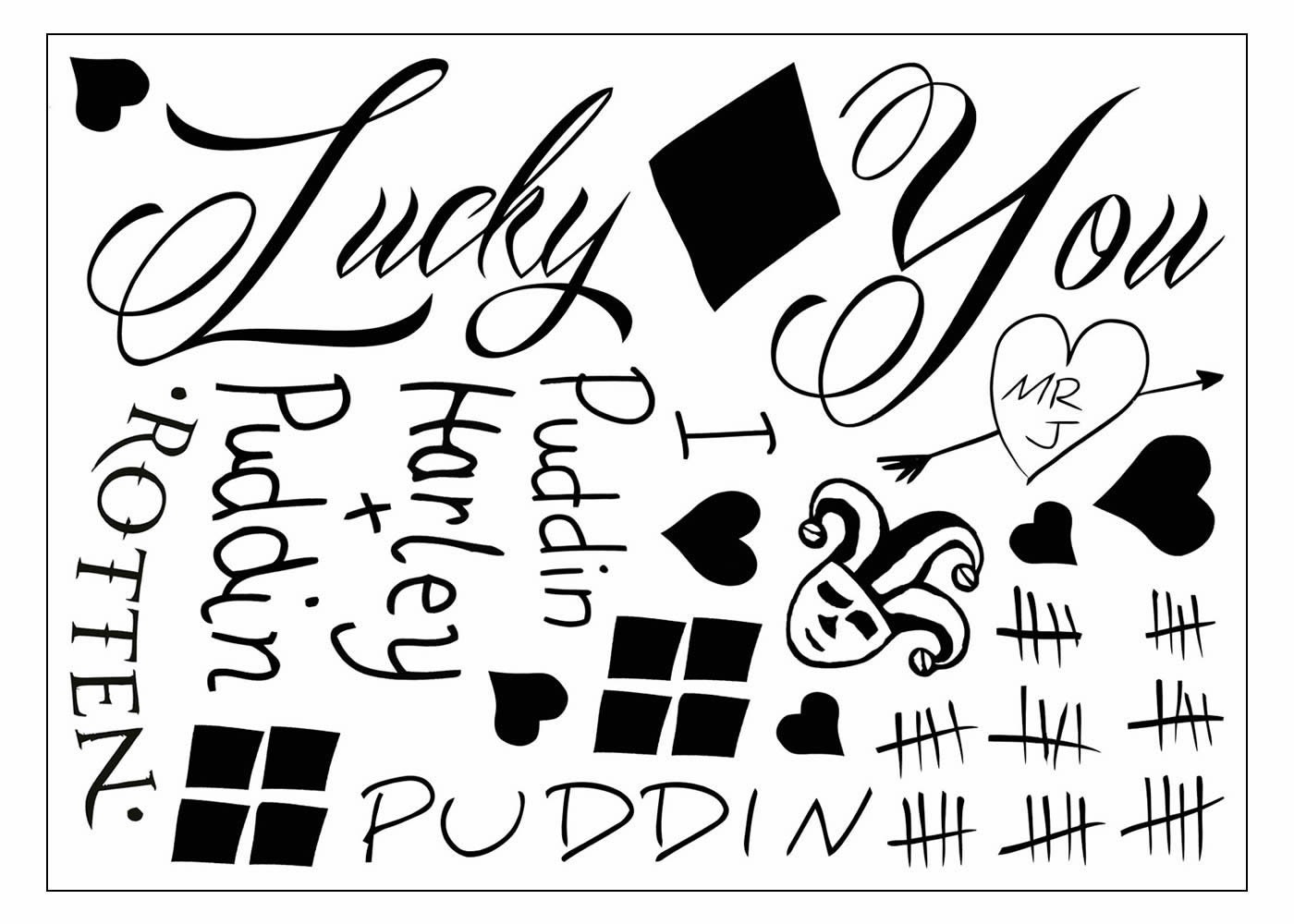 Harley Quinn Costume Temporary Tattoos Face Waist Leg Tats