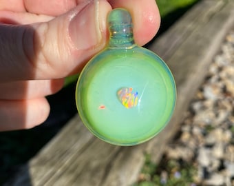 Opal Lime w/ Opal Glass Pendant Necklace