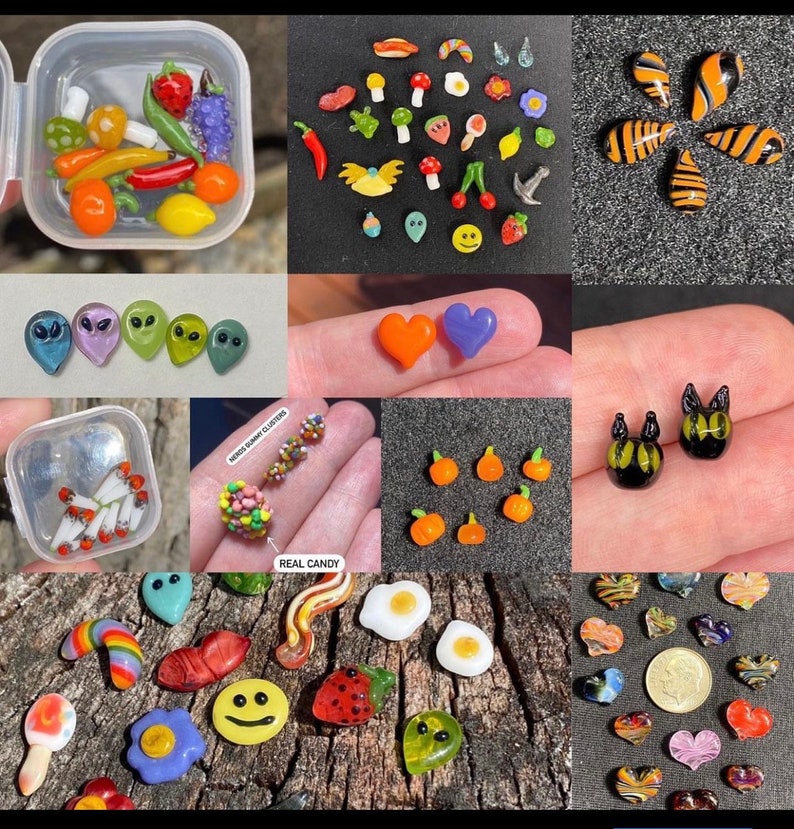 Perlas de cristal en miniatura con formas y personajes, accesorios para casas de muñecas *Múltiples opciones *Hecho a medida imagen 5