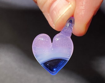Blue/Purple Heart Shaped Glass Pendant