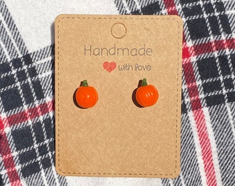 Festive Fall Glass Pumpkin Stud Earrings Made to Order
