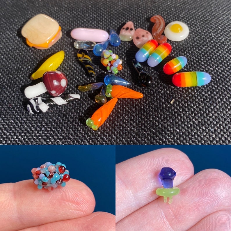Perlas de cristal en miniatura con formas y personajes, accesorios para casas de muñecas *Múltiples opciones *Hecho a medida imagen 2