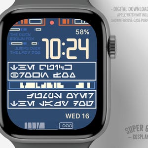The Quick Brown Fox Jumped Over the Lazy Aurebesh Reader Apple Watch Face