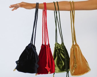 Fluwelen tas met trekkoord Magician's Sac: vintage-geïnspireerd, portemonnee-geïnspireerd