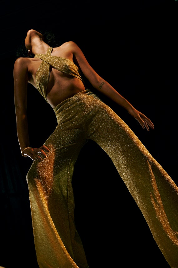 Disko Hose. 70er Jahre Gold Lurex Hose. Cher Kostüm. Cher Outfit