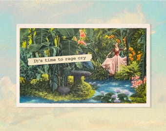 It's time to rage cry - Funny Vintage Photo Sticker