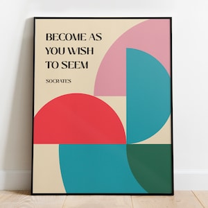 Stoic Bauhaus Poster | Socrates Quote | Retro Bauhaus Print Minimalist Design | Stoicism Philosophy Wall Art Motivational Poster