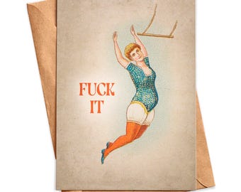 Carte de voeux Fuck It - Carte vierge A2 vintage femme drôle avec enveloppe
