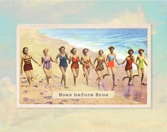 Hoes before Bros - Sticker photo vintage drôle