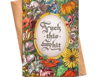 Carte de voeux Fuck This Shit - Carte vierge A2 drôle d'art classique avec enveloppe