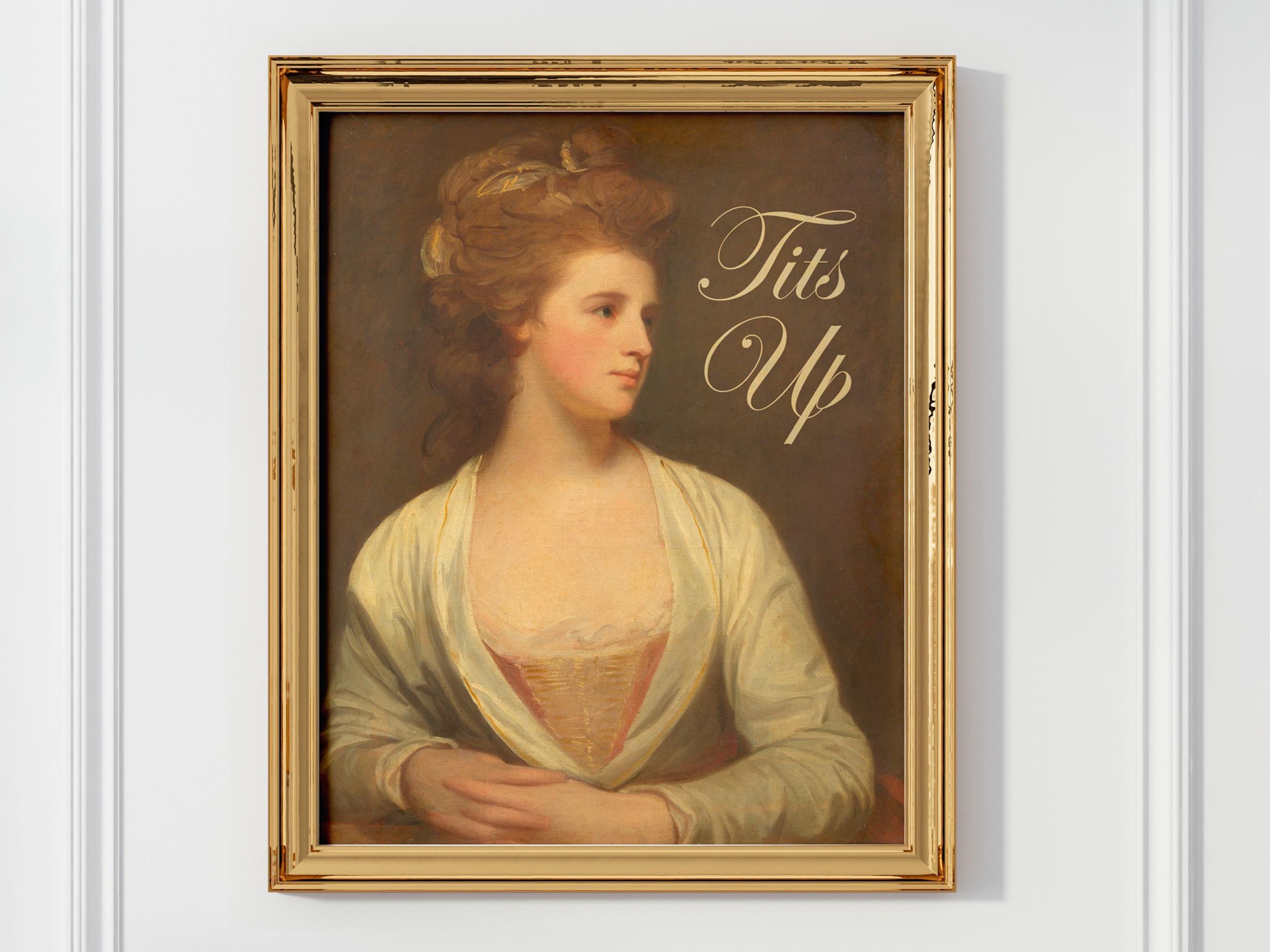 Funny Classic Art Print | Tits Up Mrs Maisel Quote | Queen in Corset Portrait | Wall Art Print | 8x10 5x7 11x14 Poster