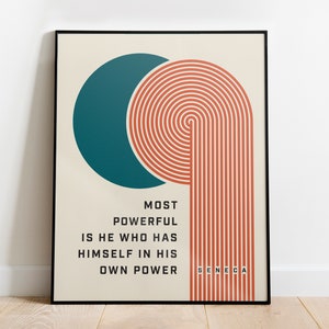 Stoic Bauhaus Poster | Seneca Quote | Retro Bauhaus Print Minimalist Design | Stoicism Philosophy Wall Art Motivational Poster