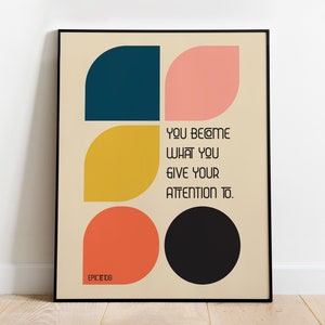 Retro Bauhaus Poster Stoicism Wall Art | Epictetus Quote | Vintage Minimalist Design | Bauhaus Wall Art Stoic Motivational Poster