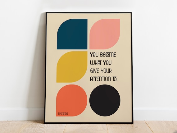 Bauhaus Stoic Poster: Epictetus Quote, Minimalist Wall Art