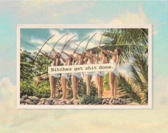 Les chiennes se font chier - Sticker photo vintage