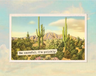 Attention, j'ai un picotement - Sticker photo vintage drôle de cactus