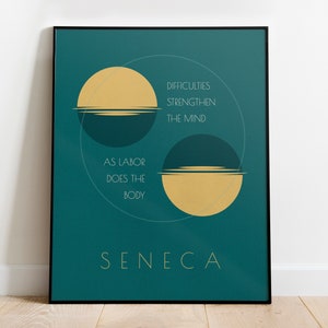 Stoic Wall Art Poster | Seneca Quote | Retro Bauhaus Print Stoicism Minimalist Design | Bauhaus Wall Art Motivational Poster | Gallery Wall