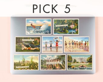 Stickers photos vintage rigolos - Choix de 5 - Lot de 5