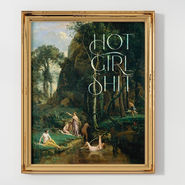 Impresión Art Nouveau divertida: Cita de chica sexy, mujeres bañándose