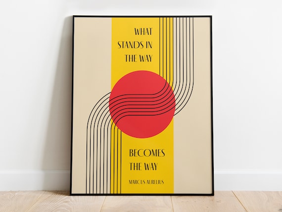 Stoic Philosophy Art Print: Marcus Aurelius Quote, Bauhaus Design