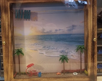 Ocean Beach Scene Shadow Box Picture Frame