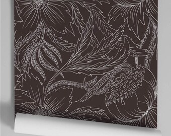 Violet Crème Floral Papier Peint Rose Vert estampé pré collé Vinyle Norwall