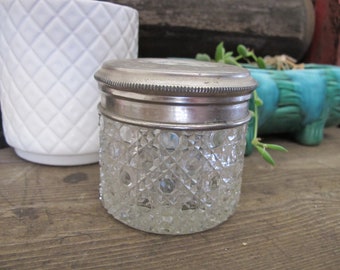 Victorian Cut Glass Hobnail Vanity Jar with Cameo Lid
