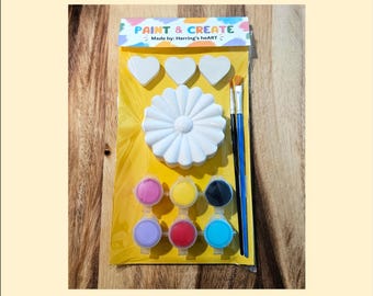 Plaster Painting Kit, Paintable Flower Figurines, DIY Paint Kits, Kids Birthday Party Favors