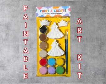 Plaster Painting Kit, Paintable Princess Figurines, DIY Paint Kits, Kids Birthday Party Favors, Adults Crafts