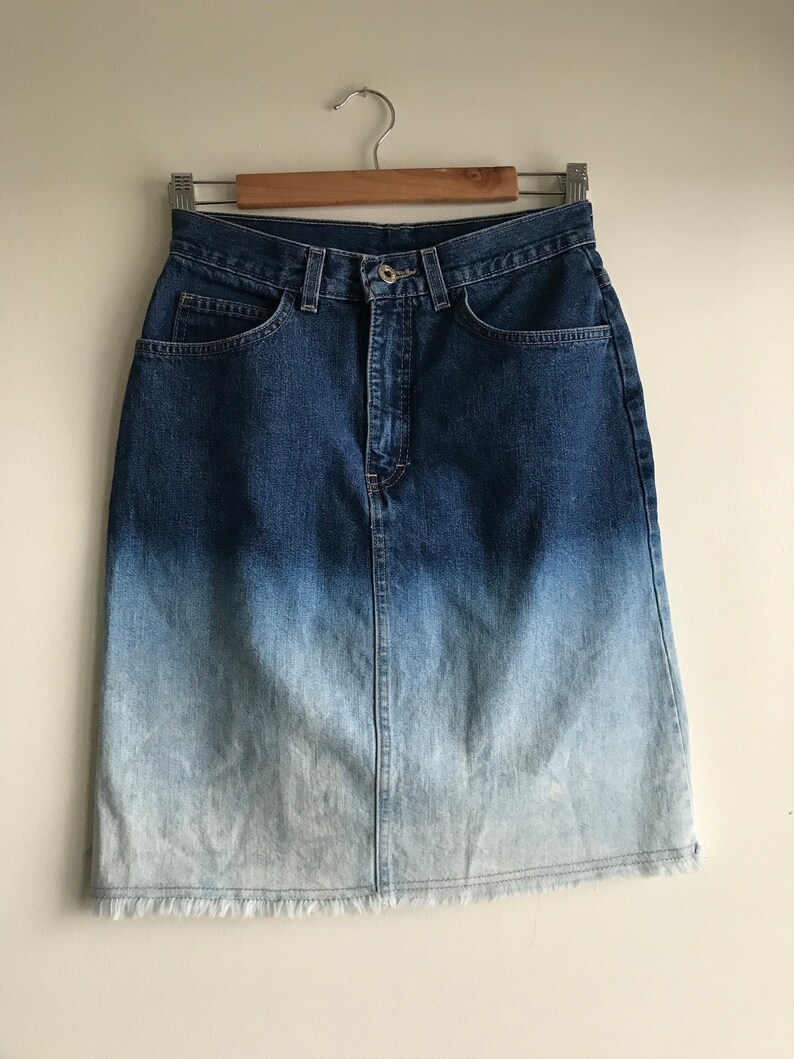 Vintage Denim Ombr\u00e9 Skirt