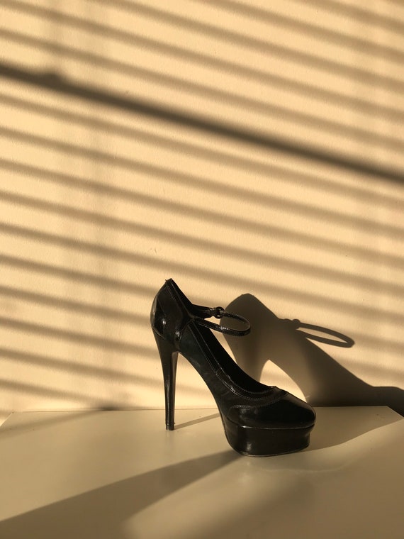 Vintage Leather Platform Mary Jane Heels