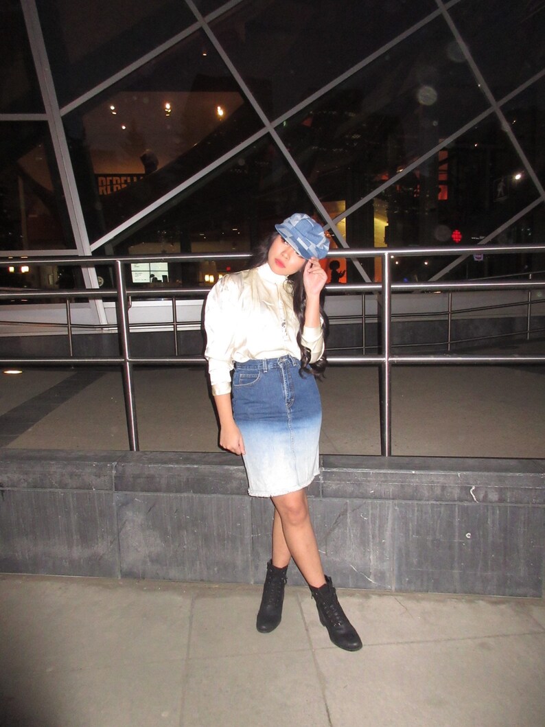 Vintage Denim Ombr\u00e9 Skirt