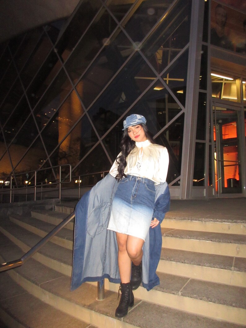 Vintage Denim Ombr\u00e9 Skirt