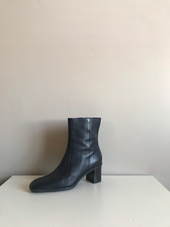 Vintage Leather Heeled Ankle Boots