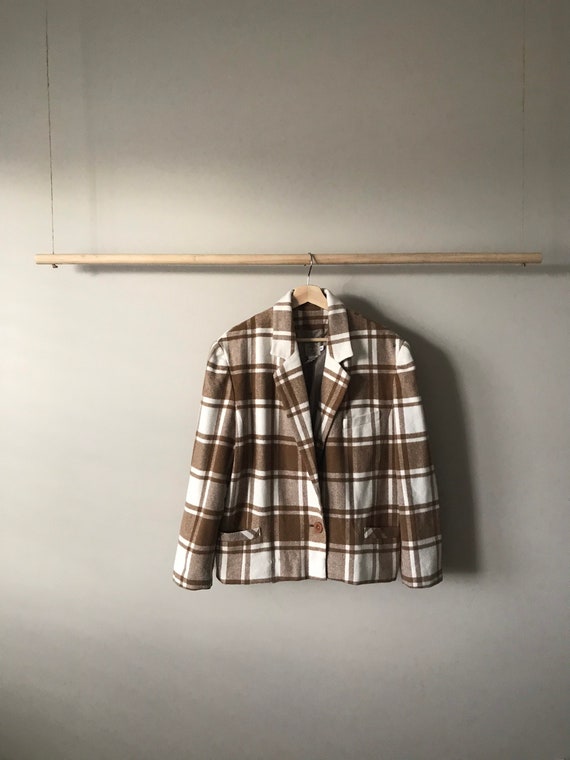 Vintage Cropped Plaid Blazer