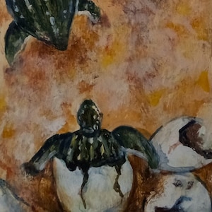Bébé tortues luth qui éclosent et courent vers la mer carrelage mural décoratif en bois