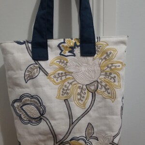 Sac fourre-tout en tissu, sac de marché, sac à main, sac à main, cartable, sac à chaussures, fait main, brodé, floral