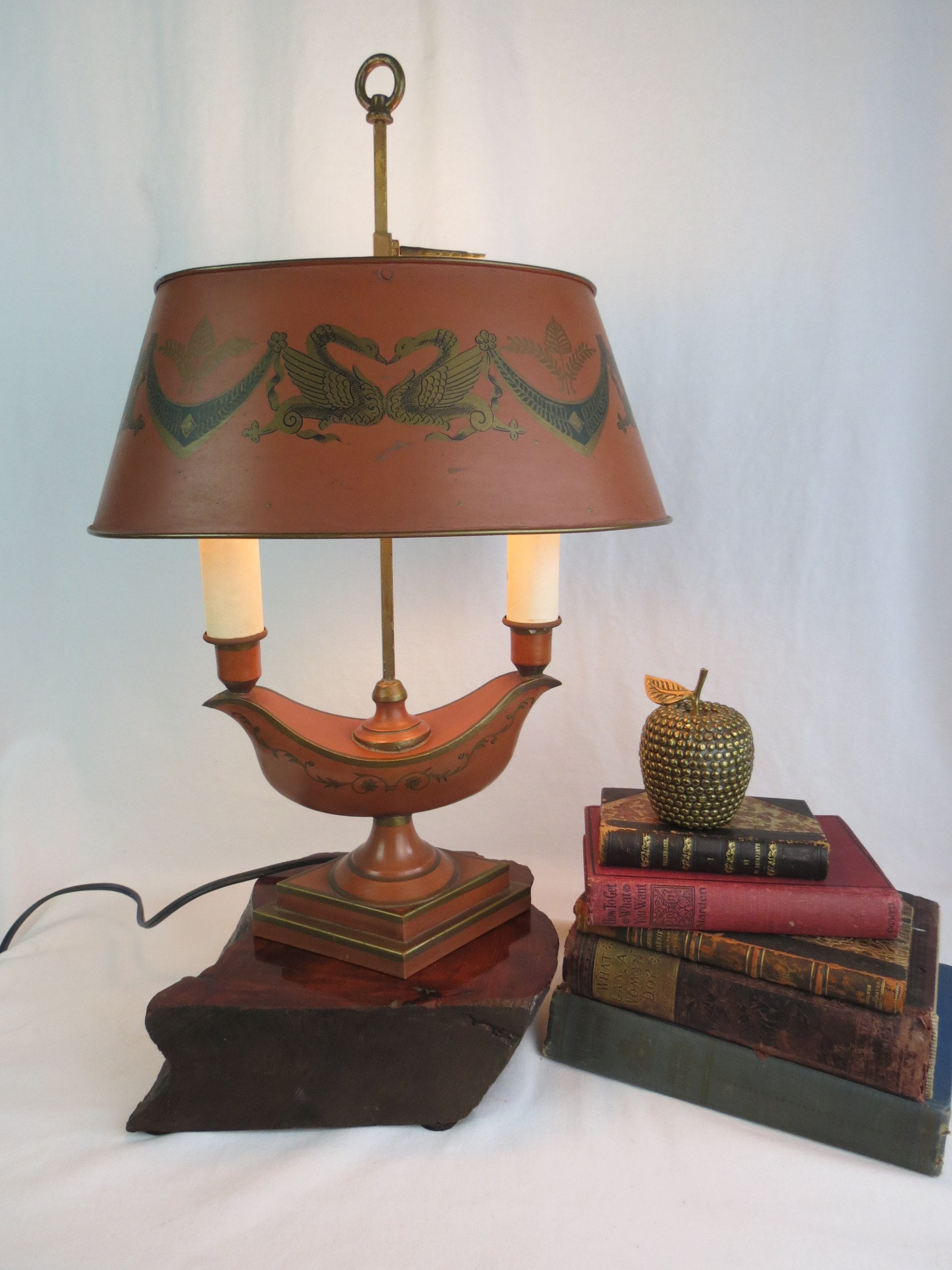 Vintage French Empire Orange Tole Metal Magic Genie