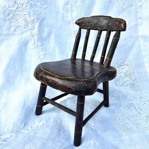 Antique Doll Chair Grained Doll Salesman Chair, Hand Painted Grained Doll Chair, 19th century hand painted salesman chair