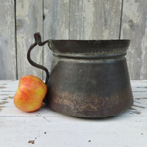 18th Century Huge Russia Tinned Copper Mug, Antique Hand Crafted Extra Large Tinned Copper Mug with sculptural handle