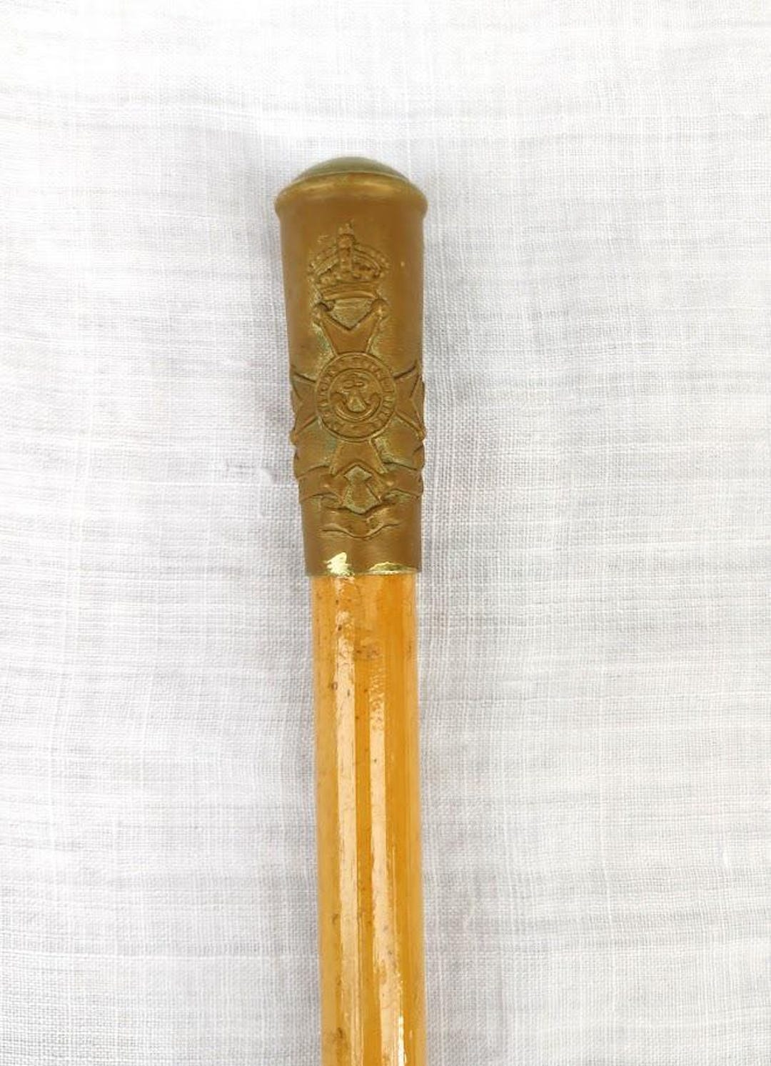 Antique WWI British Military Bamboo And Silver Plate Swagger Stick 