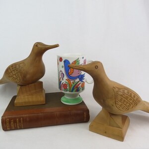 Pair of Mid Century Hand Carved Wooden Birds, Vintage MCM Carved Wooden Birds Danish Style, Hand Carved Pair of Birds