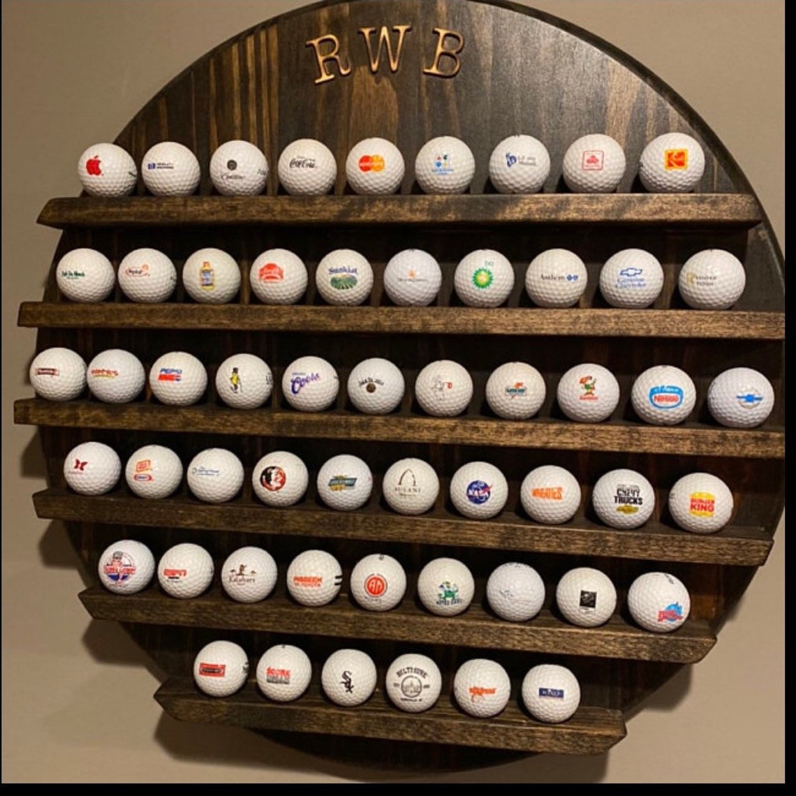 Custom Built Round Golf Ball Display Holder Personalization Etsy