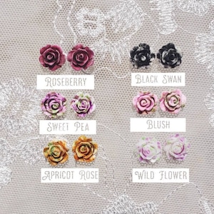 Beautiful Flower Earring Studs 10MM | Rose Flower Earrings | Hypoallergenic Earring Posts | Pretty Flower Earrings | Bridesmaids Earrings