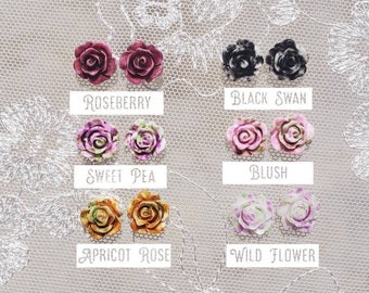 Beautiful Flower Earring Studs 10MM | Rose Flower Earrings | Hypoallergenic Earring Posts | Pretty Flower Earrings | Bridesmaids Earrings